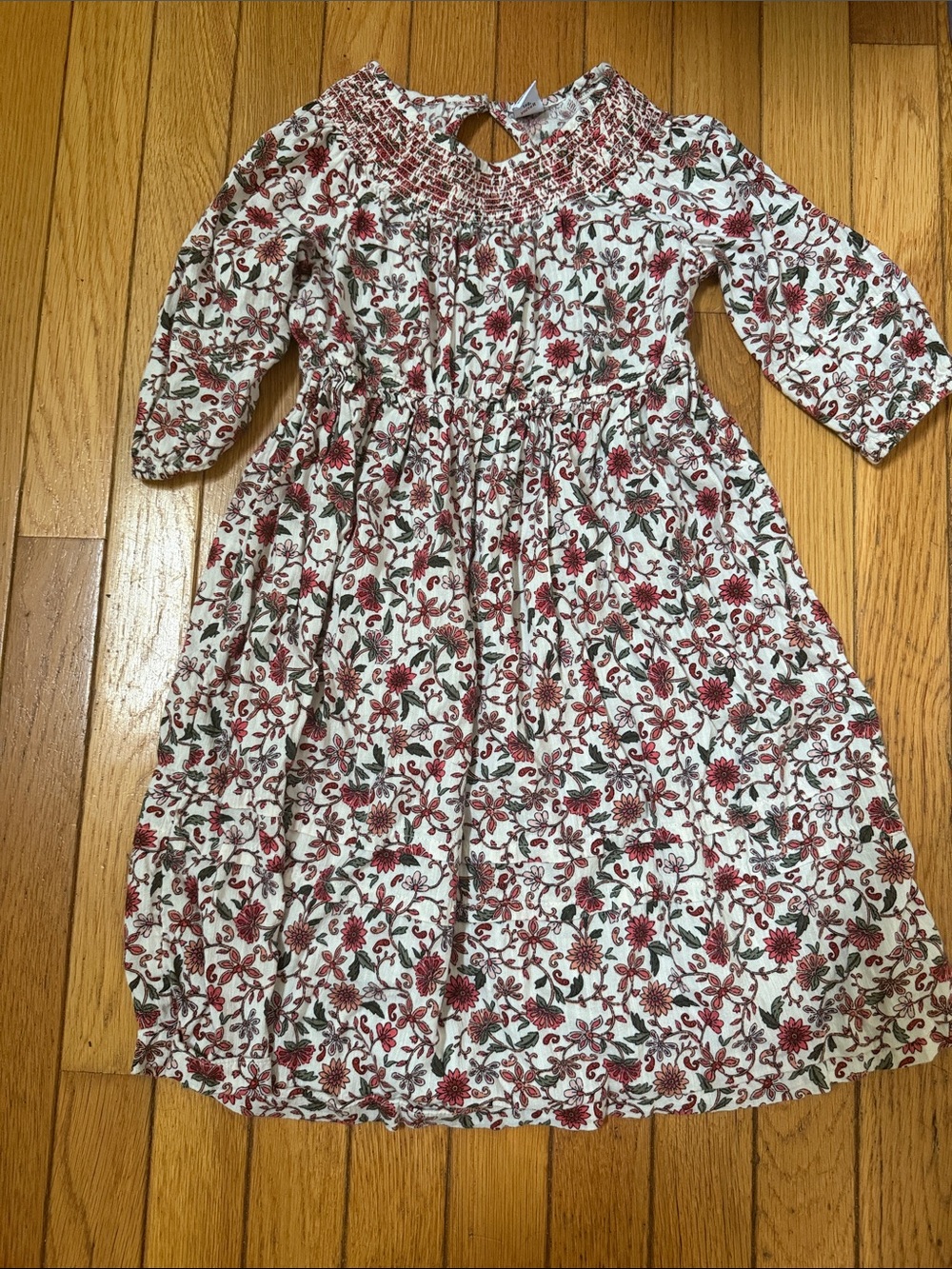 Old Navy White Dress with Red Floral Print